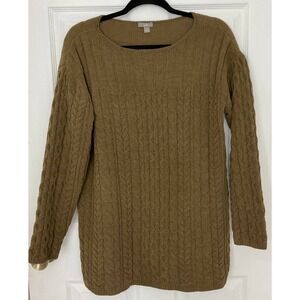 J.Jill Sweater Women's Medium Brown Cable Knit Long Sleeve Winter Cozy